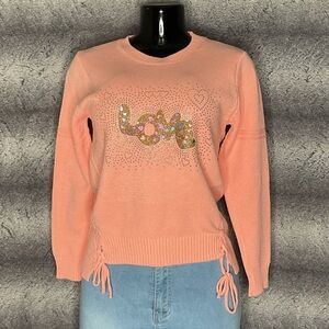 Chic Pink Sweater with Love Motif